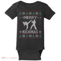 Merry Kickmas Taekwondo Christmas Ugly Sweater Xmas Funny Baby Bodysuit thumb 0
