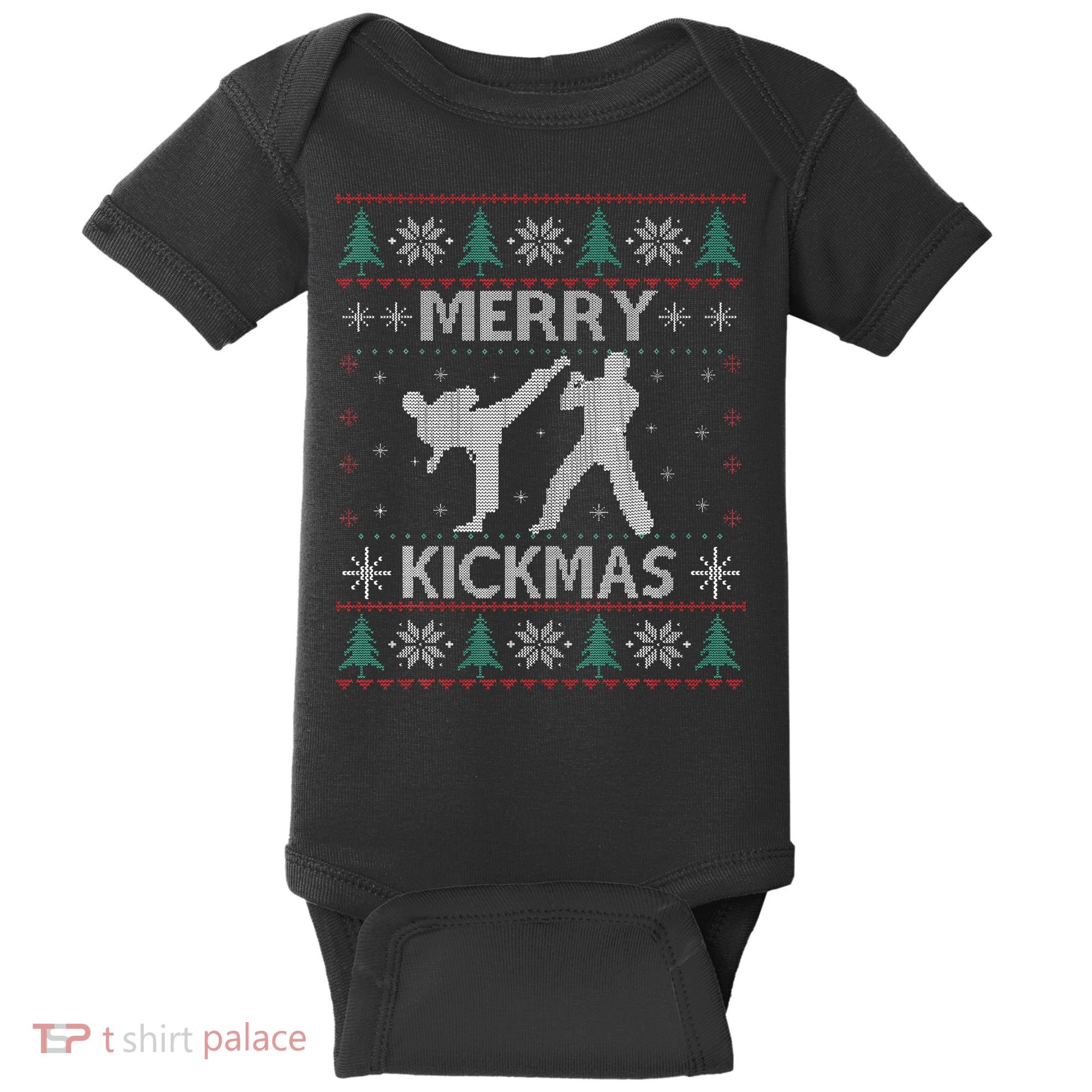Merry Kickmas Taekwondo Christmas Ugly Sweater Xmas Funny Baby Bodysuit