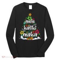 Mele Kalikimaka Tropical Christmas Hawaiian Santa Xmas Tree Long Sleeve Shirt thumb 0