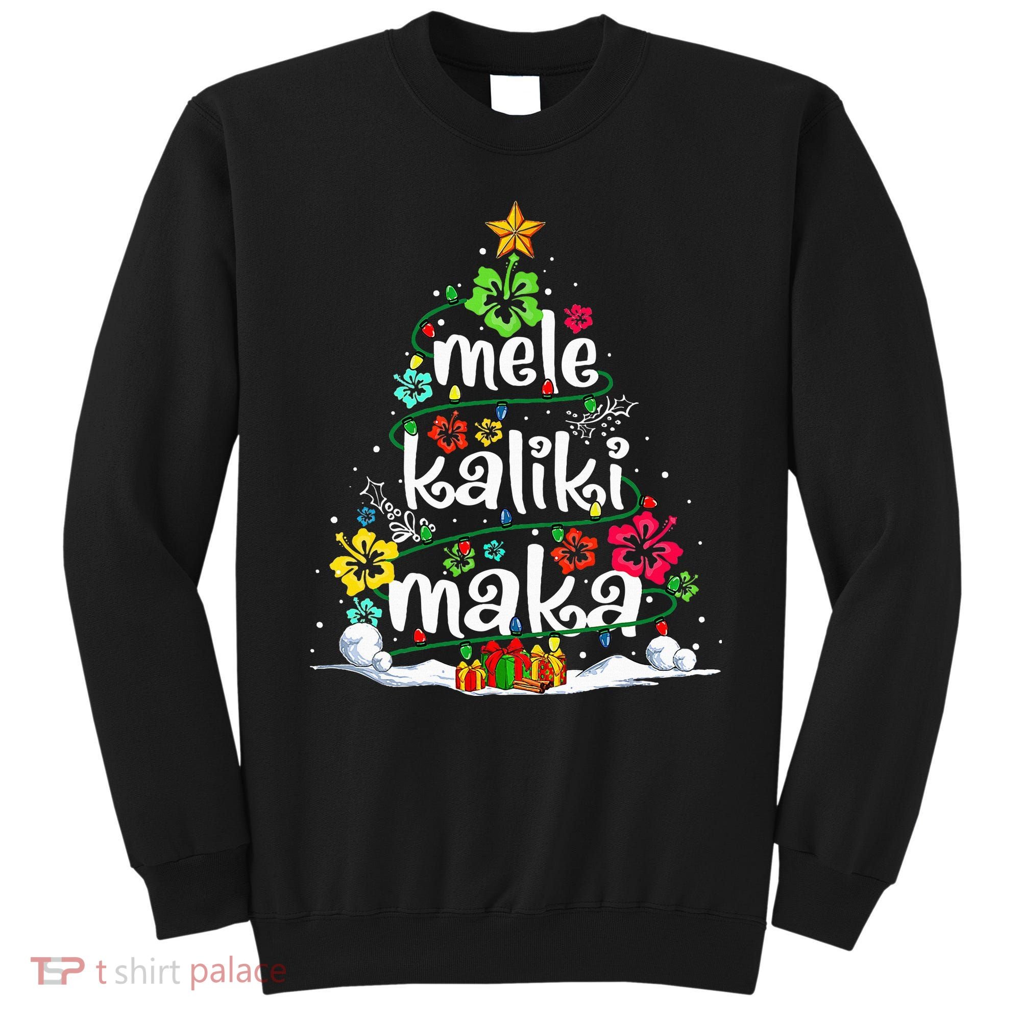Mele Kalikimaka Tropical Christmas Hawaiian Santa Xmas Tree Sweatshirt