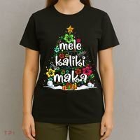 Mele Kalikimaka Tropical Christmas Hawaiian Santa Xmas Tree T-Shirt thumb 4