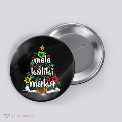 Mele Kalikimaka Tropical Christmas Hawaiian Santa Xmas Tree Button