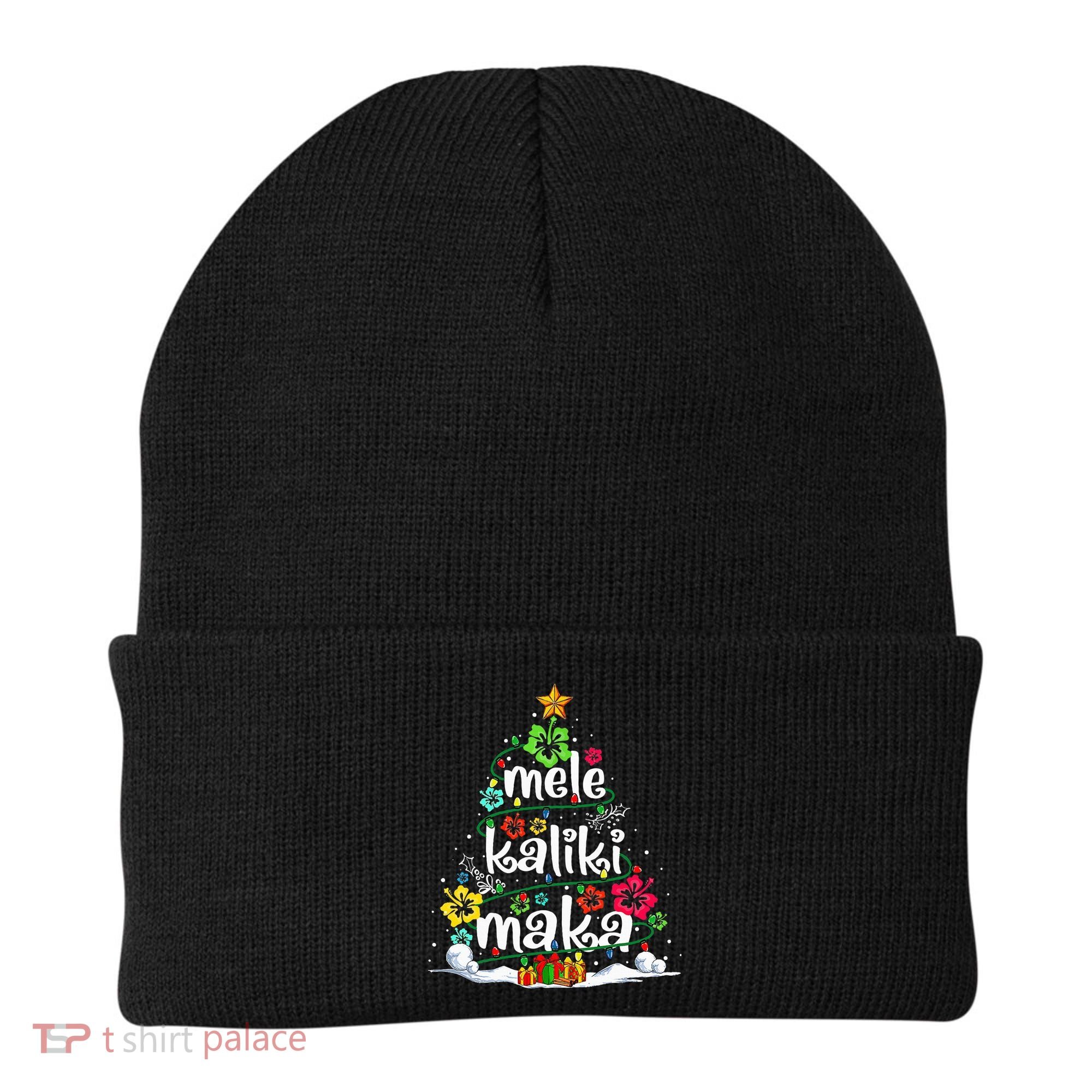 Mele Kalikimaka Tropical Christmas Hawaiian Santa Xmas Tree Beanie