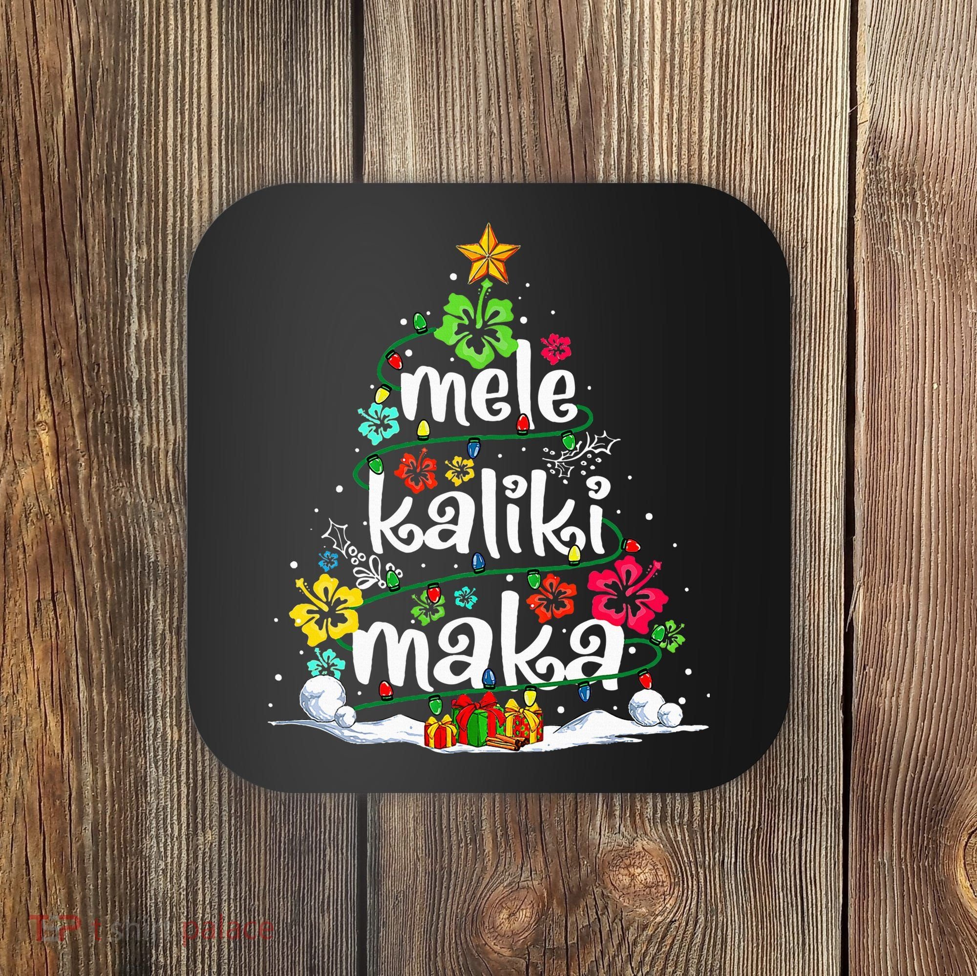 Mele Kalikimaka Tropical Christmas Hawaiian Santa Xmas Tree Coaster