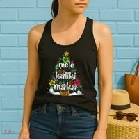 Mele Kalikimaka Tropical Christmas Hawaiian Santa Xmas Tree Women's Tank Top thumb 2
