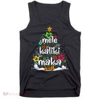 Mele Kalikimaka Tropical Christmas Hawaiian Santa Xmas Tree Tank Top thumb 0