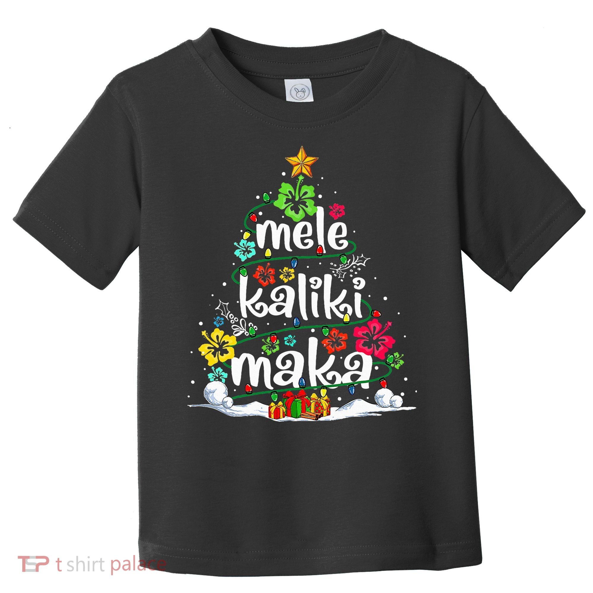 Mele Kalikimaka Tropical Christmas Hawaiian Santa Xmas Tree Toddler T-Shirt