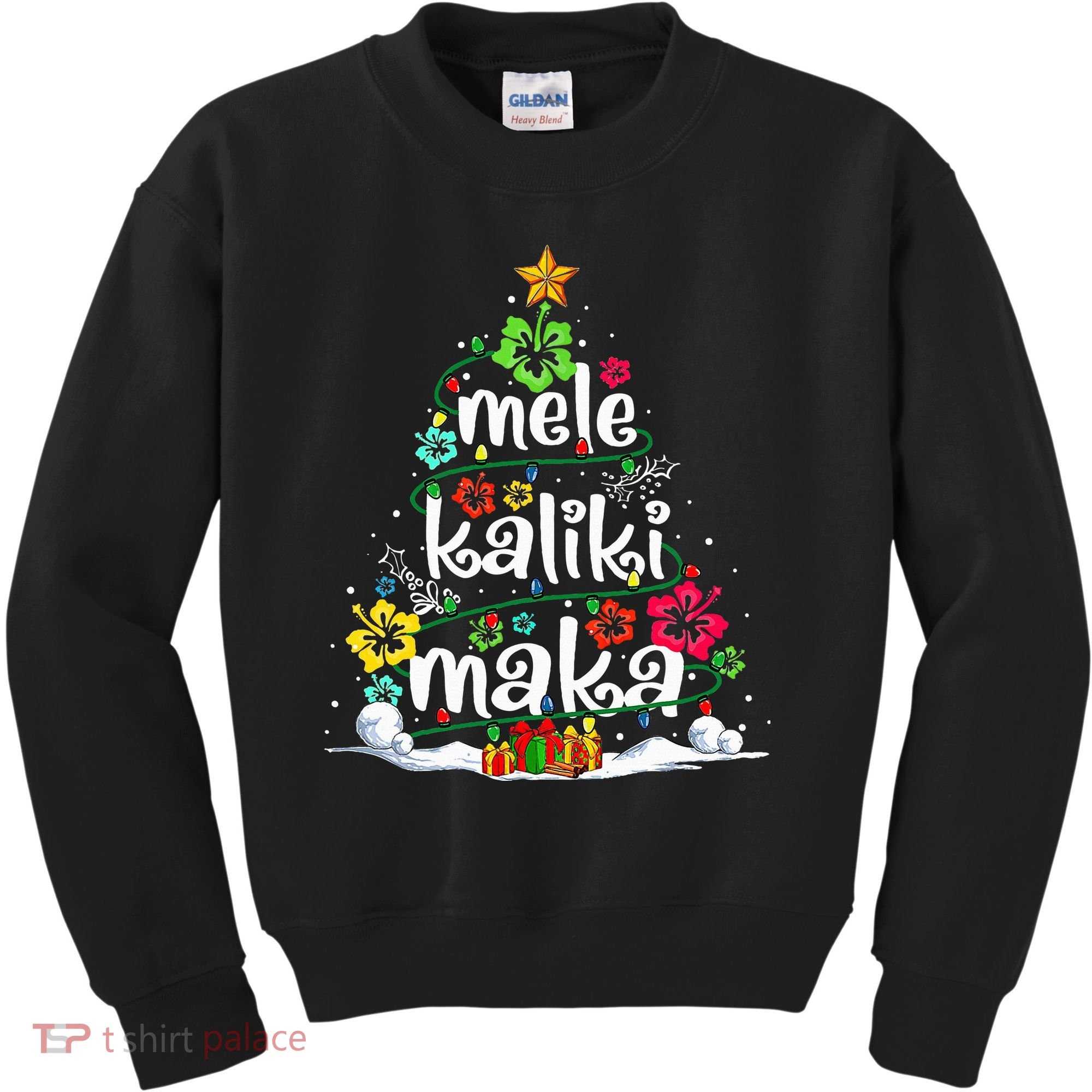 Mele Kalikimaka Tropical Christmas Hawaiian Santa Xmas Tree Kids Sweatshirt