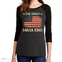 Maga King, The Great Maga King, Ultra Maga Women's Tri-Blend 3/4-Sleeve Raglan Shirt thumb 2