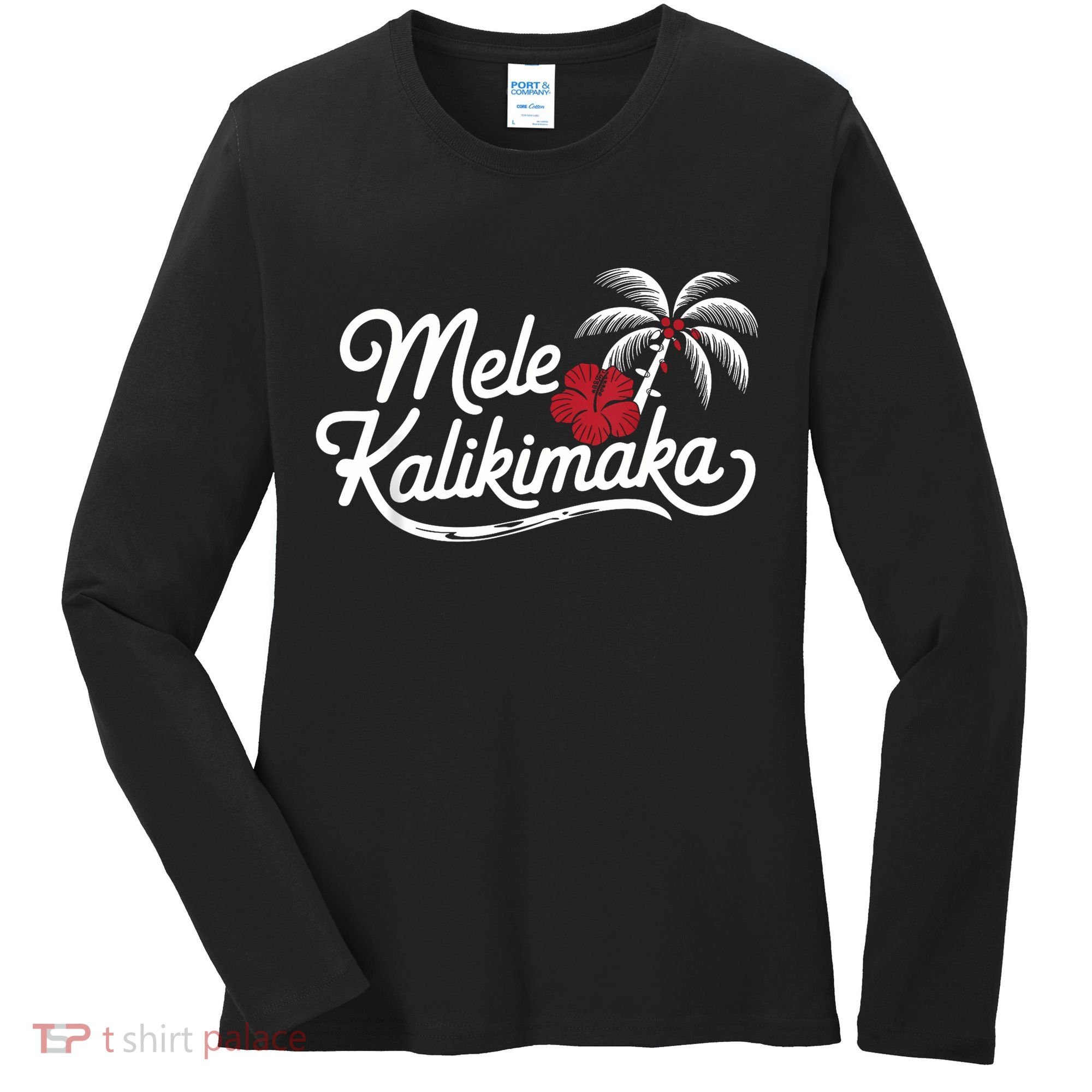 Mele Kalikimaka Tropical Christmas Hawaiian Xmas Women's Long Sleeve Shirt