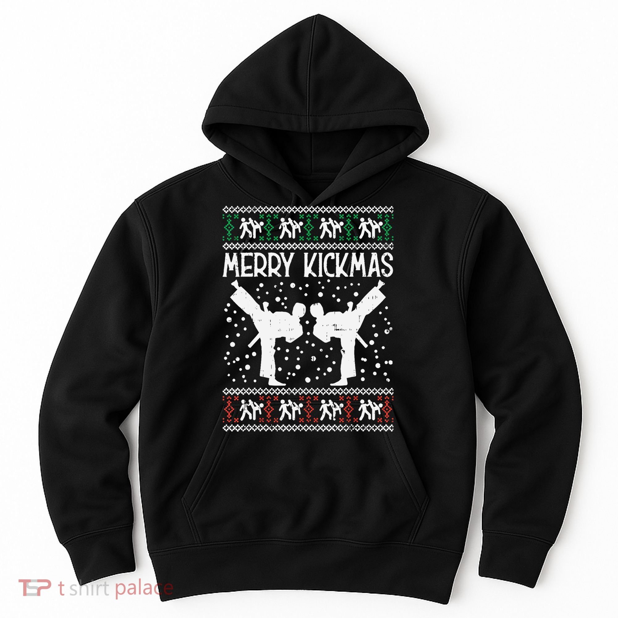 Merry Kickmas Ugly Christmas Karate Jiu Jitsu Martial Hoodie