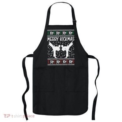 Merry Kickmas Ugly Christmas Karate Jiu Jitsu Martial Apron