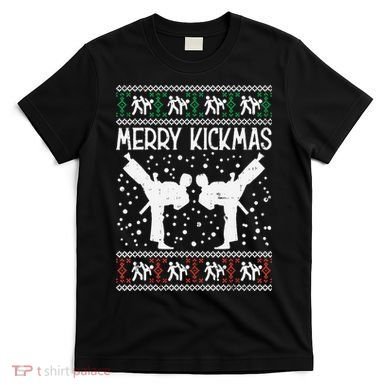 Merry Kickmas Ugly Christmas Karate Jiu Jitsu Martial T-Shirt