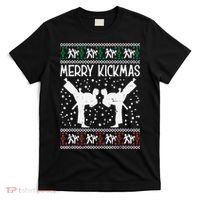 Merry Kickmas Ugly Christmas Karate Jiu Jitsu Martial T-Shirt thumb 0