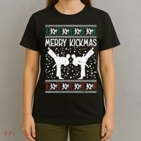Merry Kickmas Ugly Christmas Karate Jiu Jitsu Martial T-Shirt thumb 4