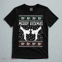 Merry Kickmas Ugly Christmas Karate Jiu Jitsu Martial T-Shirt thumb 5
