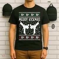 Merry Kickmas Ugly Christmas Karate Jiu Jitsu Martial T-Shirt thumb 6