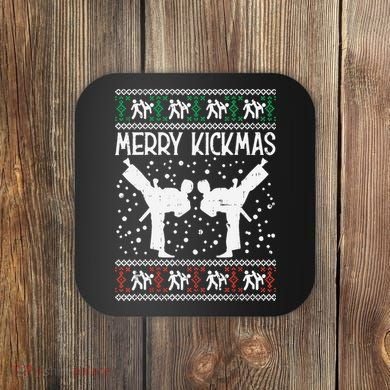 Merry Kickmas Ugly Christmas Karate Jiu Jitsu Martial Coaster
