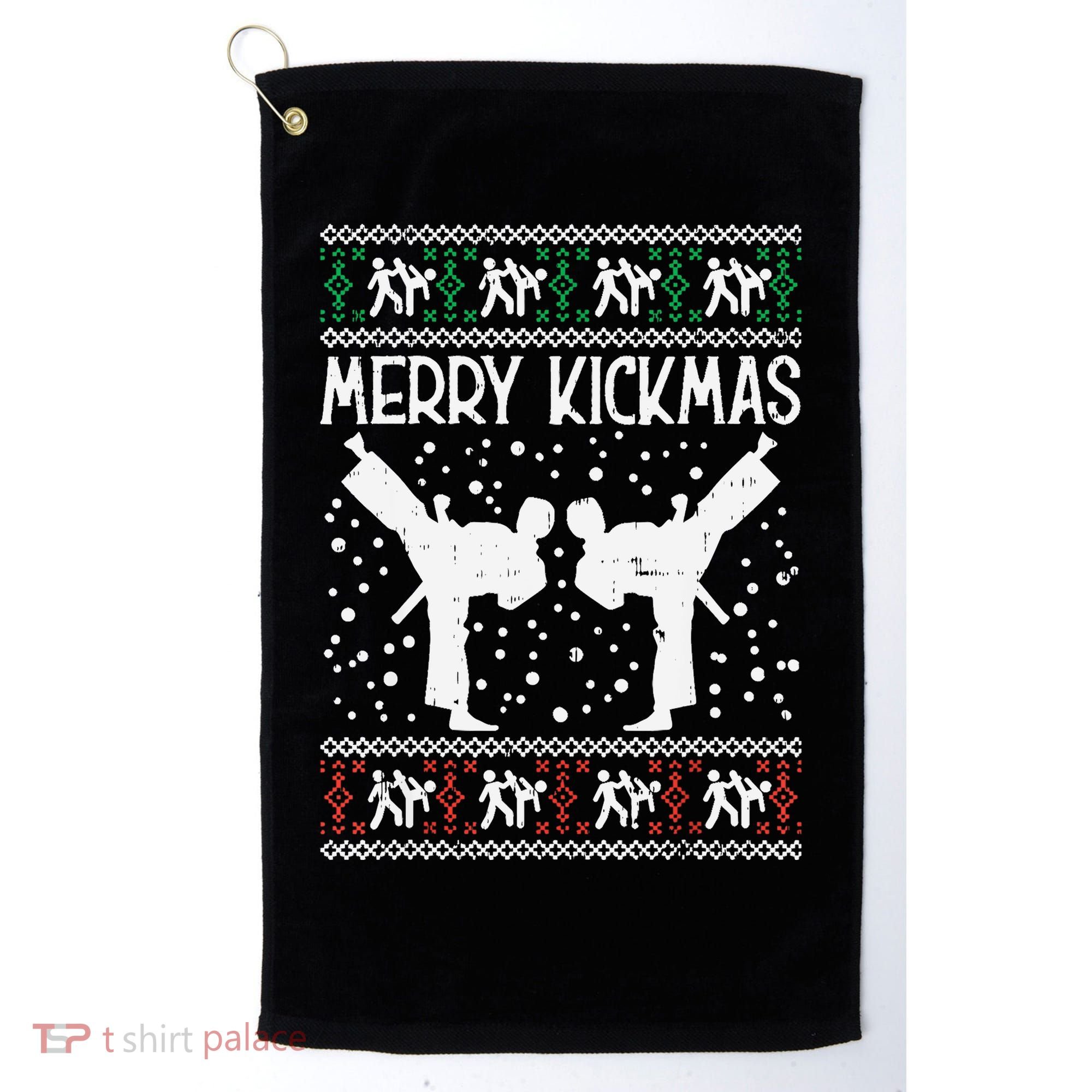 Merry Kickmas Ugly Christmas Karate Jiu Jitsu Martial Golf Towel