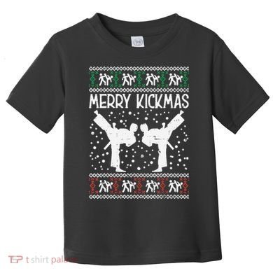 Merry Kickmas Ugly Christmas Karate Jiu Jitsu Martial Toddler T-Shirt