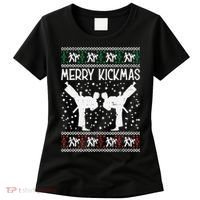 Merry Kickmas Ugly Christmas Karate Jiu Jitsu Martial Women's T-Shirt thumb 0