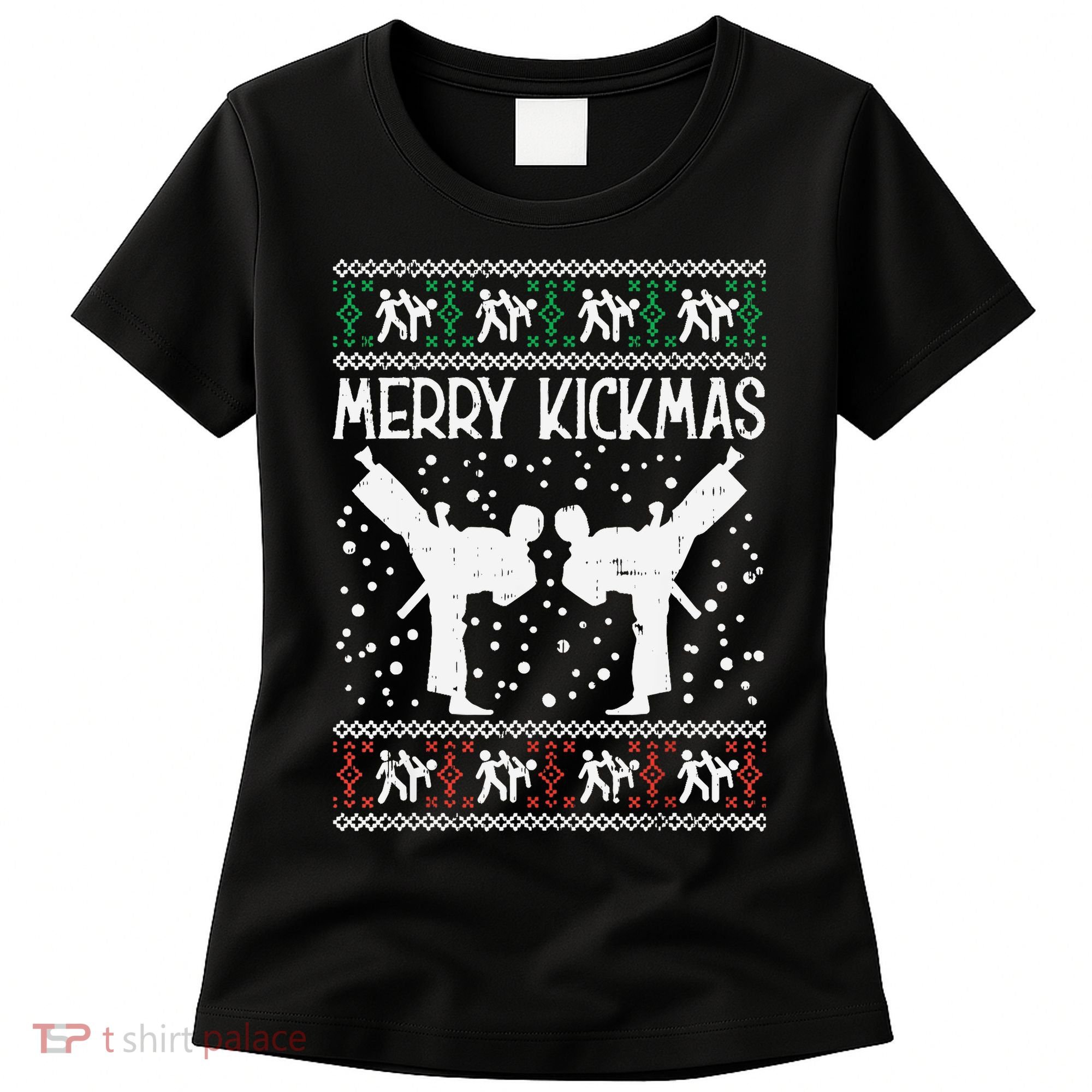 Merry Kickmas Ugly Christmas Karate Jiu Jitsu Martial Women's T-Shirt