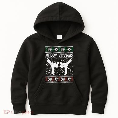 Merry Kickmas Ugly Christmas Karate Jiu Jitsu Martial Kids Hoodie