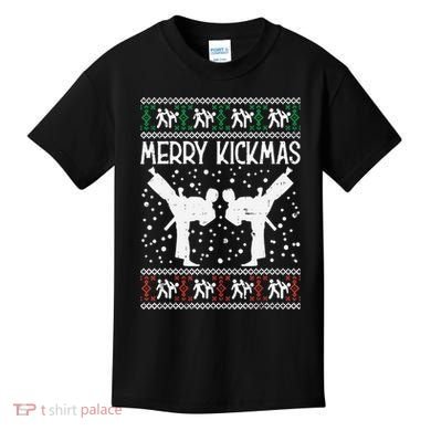 Merry Kickmas Ugly Christmas Karate Jiu Jitsu Martial Kids T-Shirt