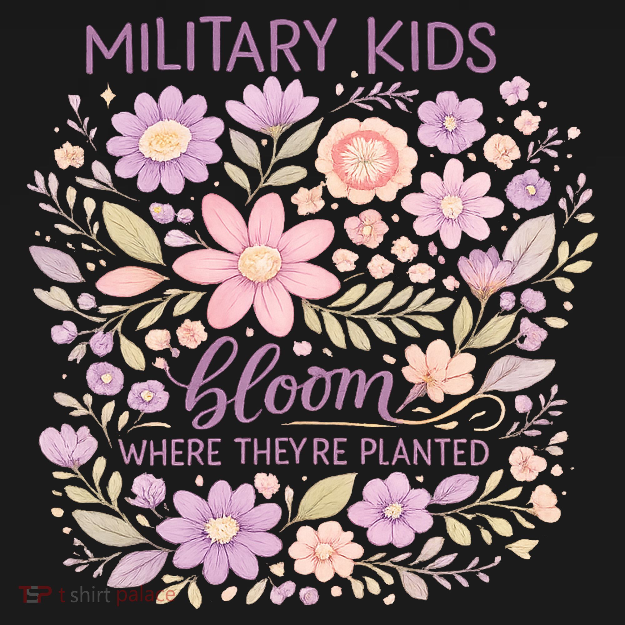 Military Kids Where They're Planted Purple Up Pom Pom 12in Knit Beanie