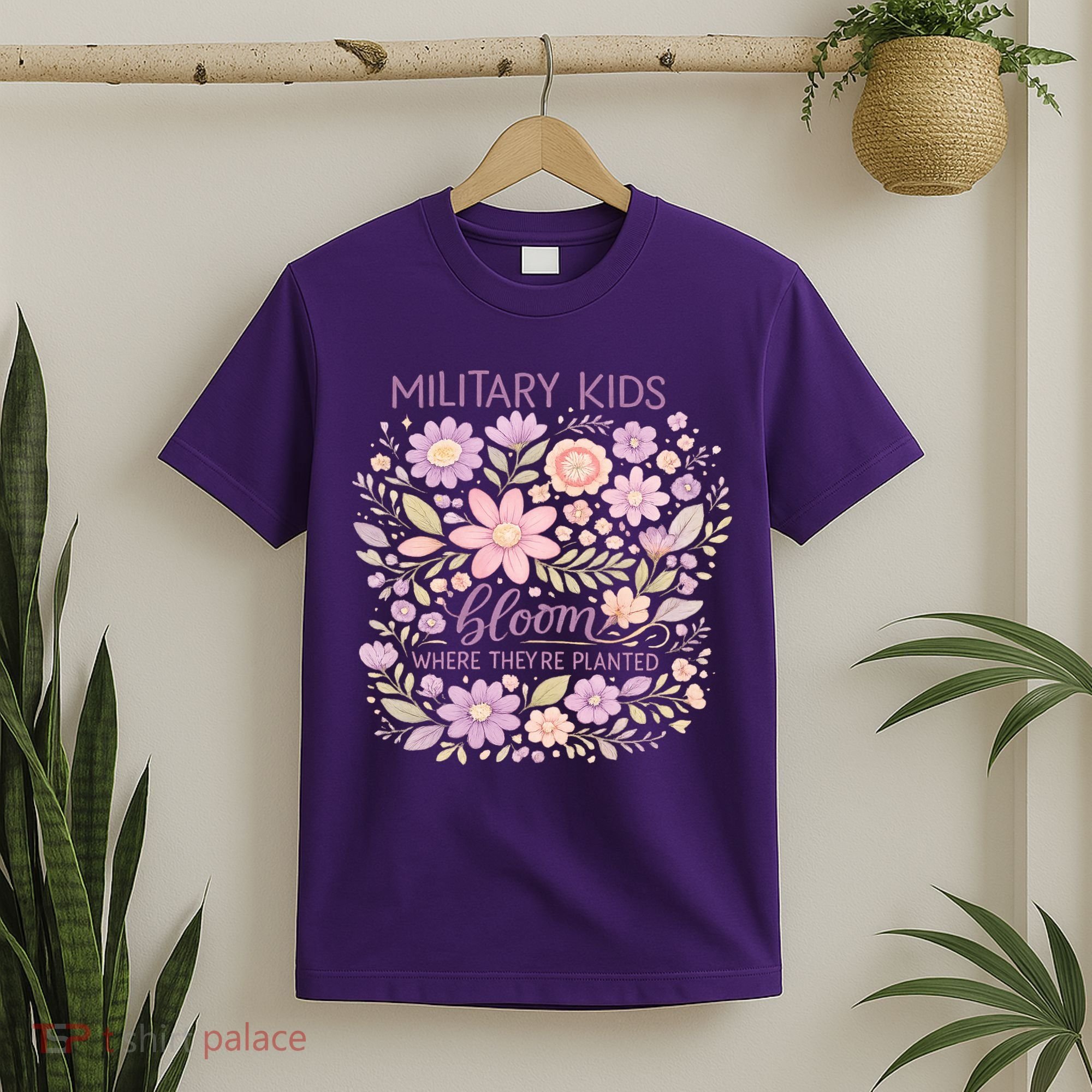 Military Kids Where They're Planted Purple Up T-Shirt
