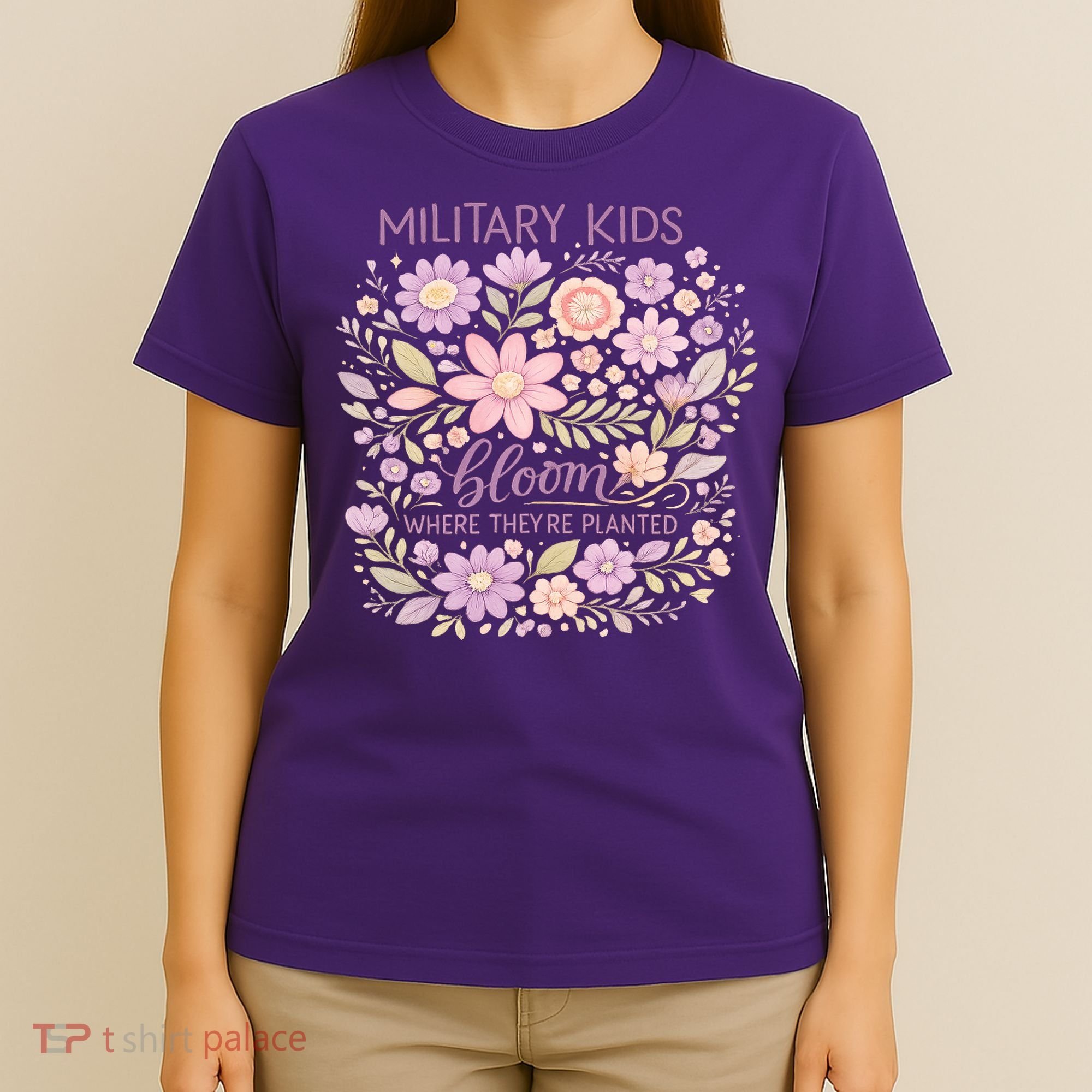 Military Kids Where They're Planted Purple Up T-Shirt