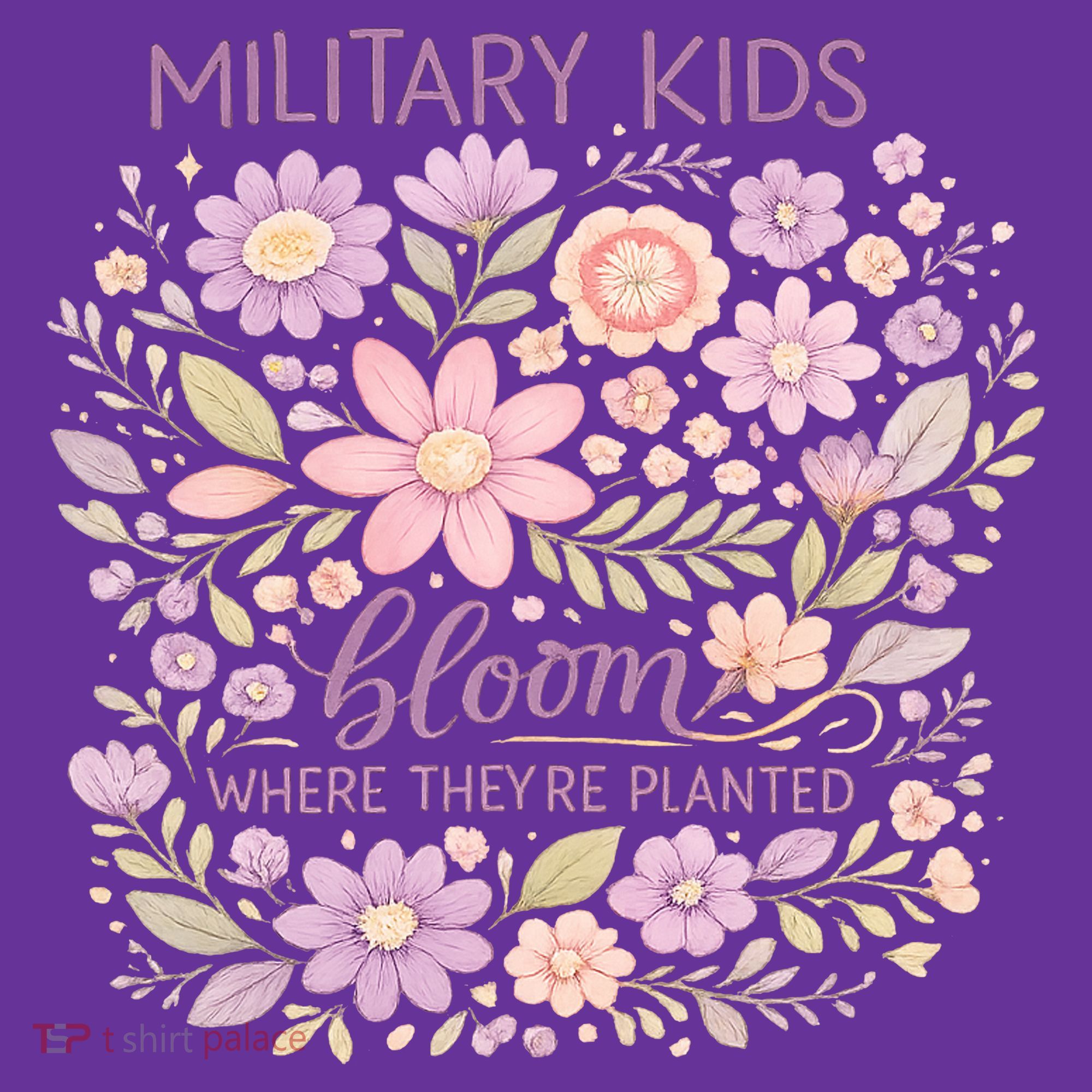 Military Kids Where They're Planted Purple Up Kids Long Sleeve Plaid Pajama Set