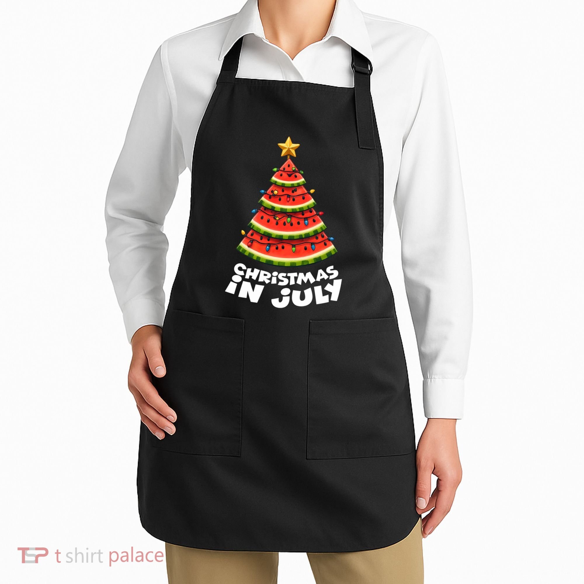 Mele Kalikimaka Water Melon Xmas Tree Christmas In July Apron