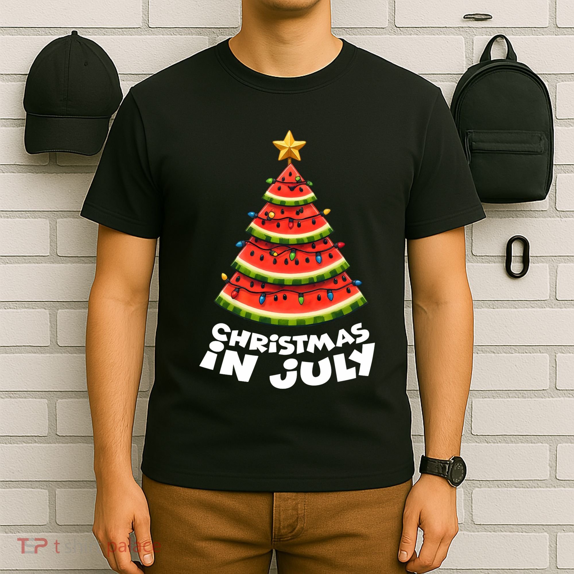 Mele Kalikimaka Water Melon Xmas Tree Christmas In July T-Shirt