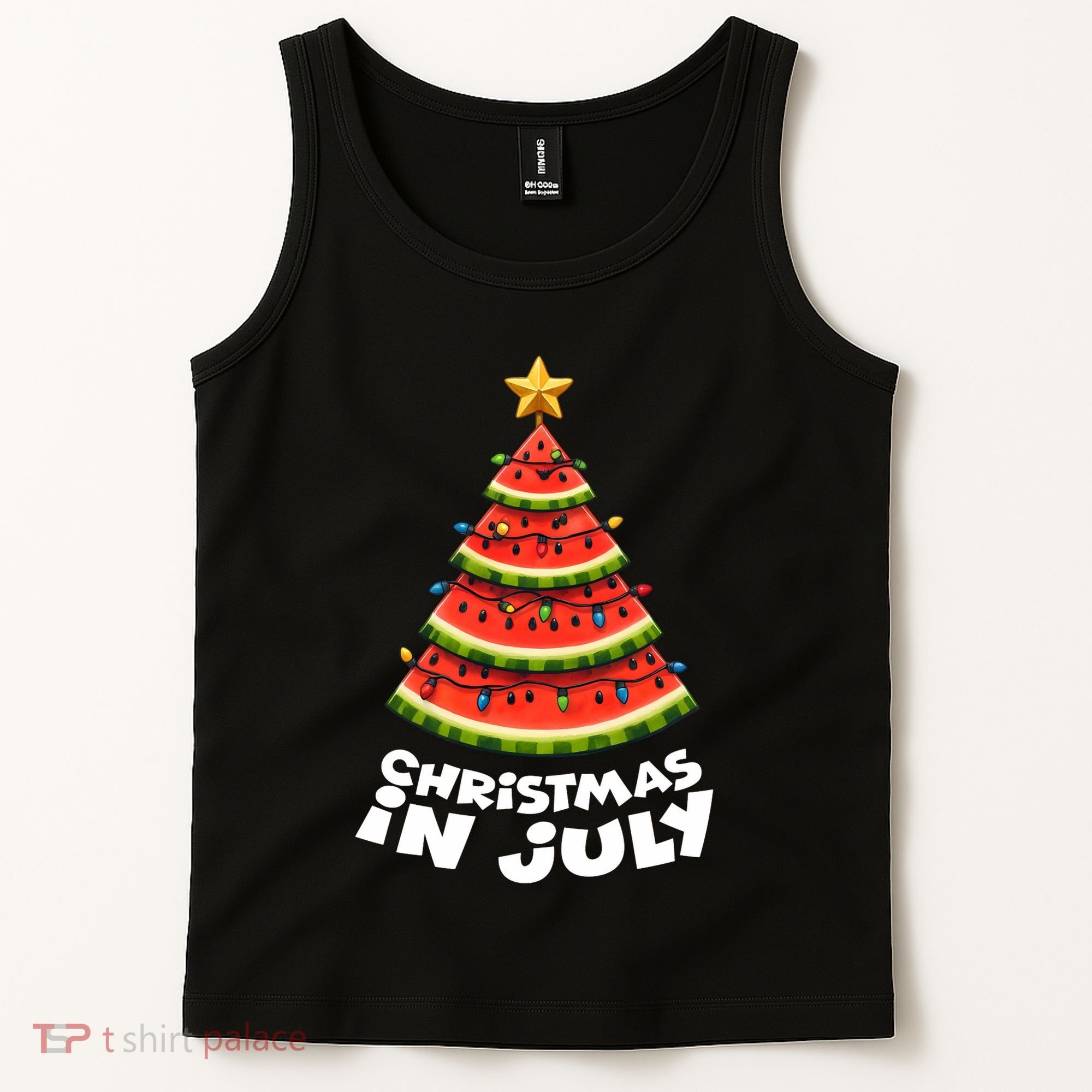 Mele Kalikimaka Water Melon Xmas Tree Christmas In July Tank Top