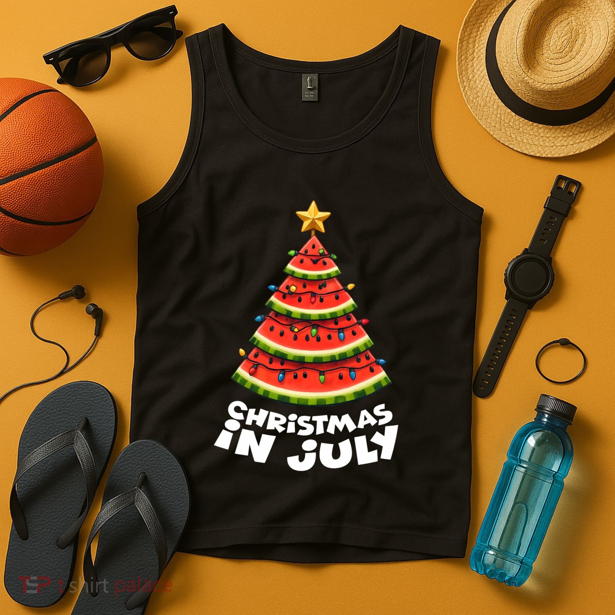 Mele Kalikimaka Water Melon Xmas Tree Christmas In July Tank Top