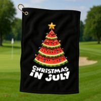 Mele Kalikimaka Water Melon Xmas Tree Christmas In July Golf Towel thumb 1