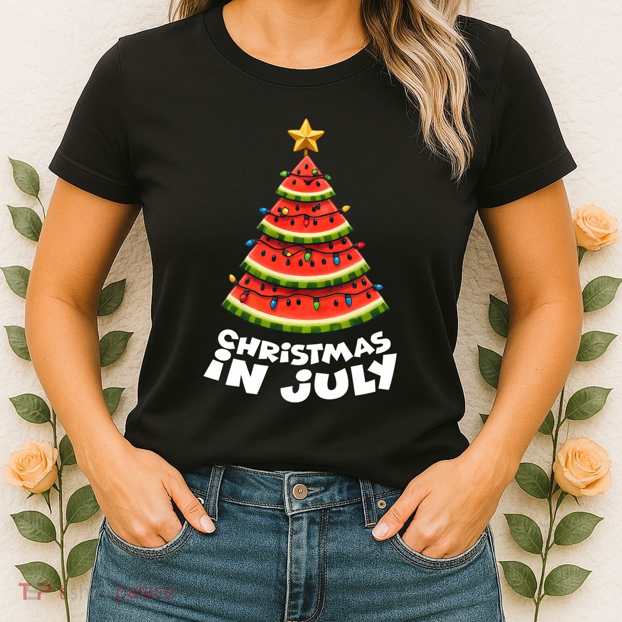Mele Kalikimaka Water Melon Xmas Tree Christmas In July Women's T-Shirt