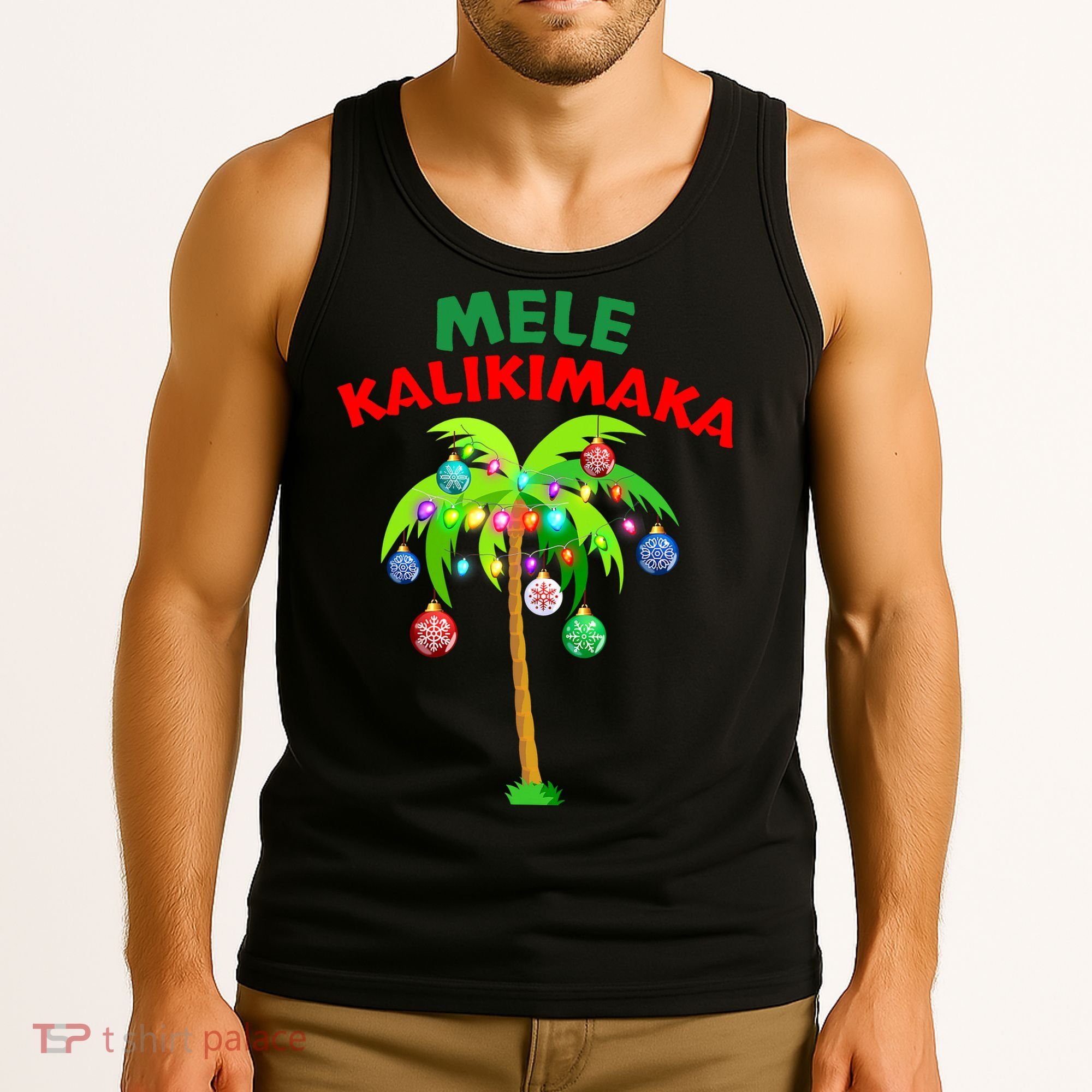 Mele Kalikimaka Xmas Hawaiian Tree Christmas Tank Top