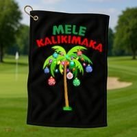 Mele Kalikimaka Xmas Hawaiian Tree Christmas Golf Towel thumb 1