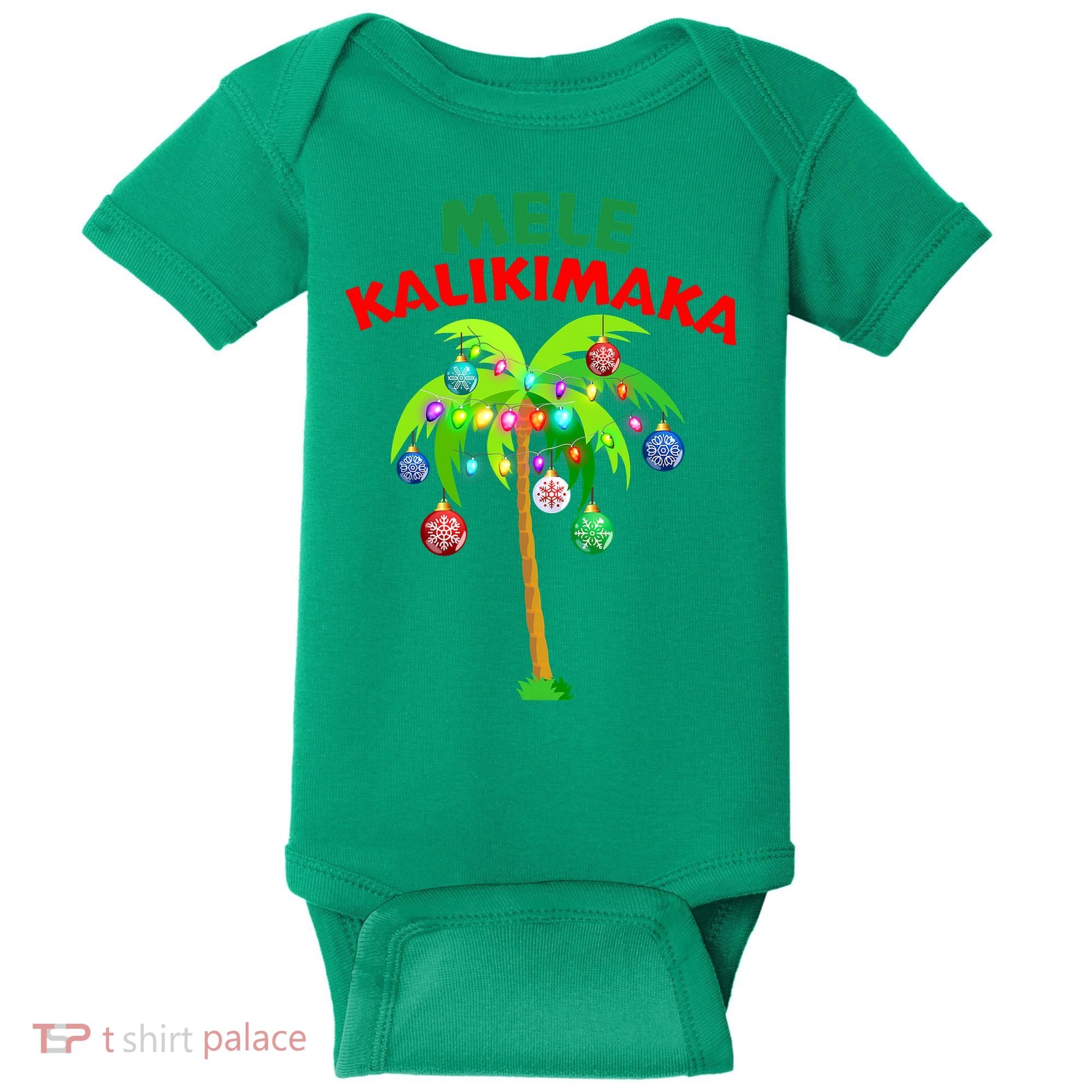 Mele Kalikimaka Xmas Hawaiian Tree Christmas Baby Bodysuit