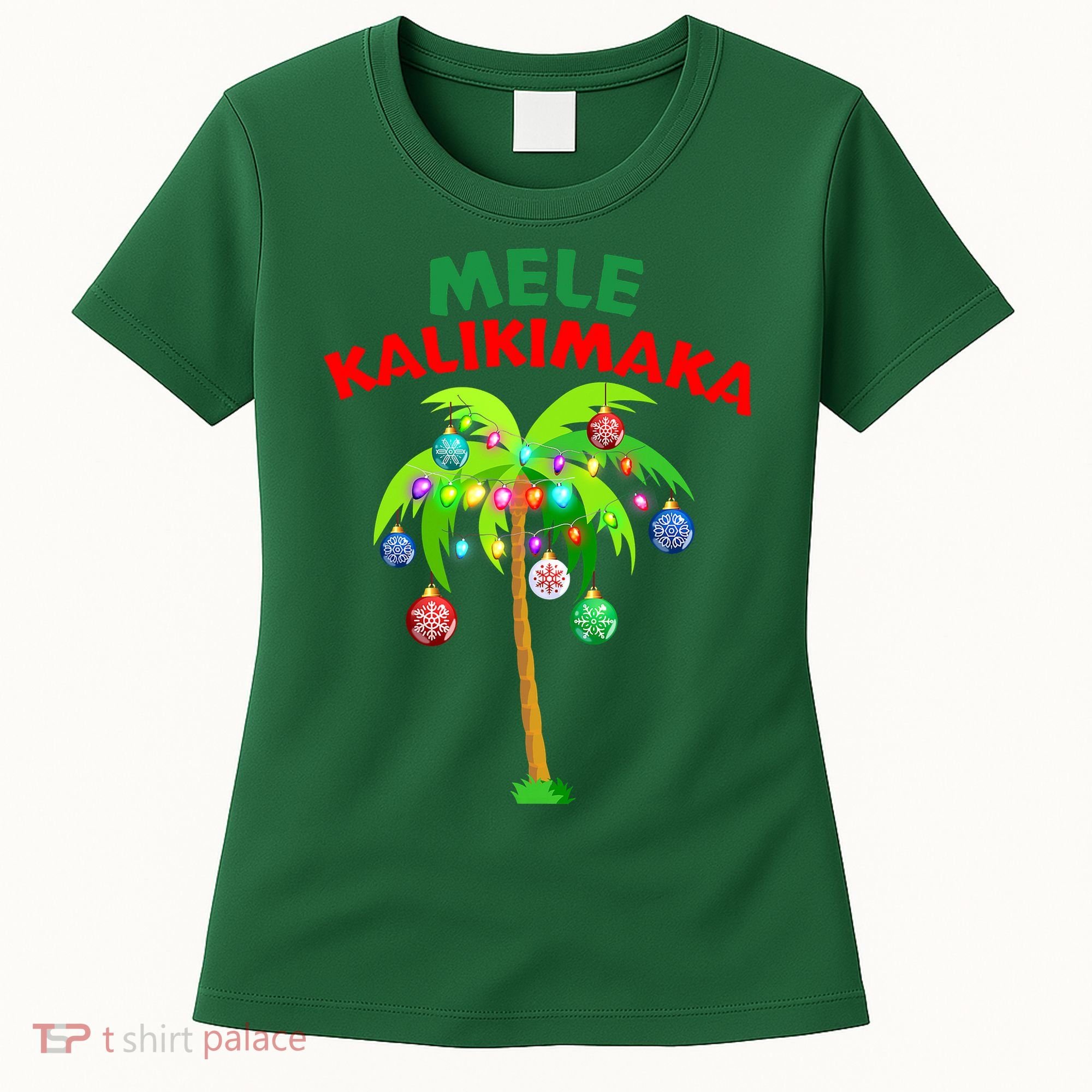 Mele Kalikimaka Xmas Hawaiian Tree Christmas Women's T-Shirt