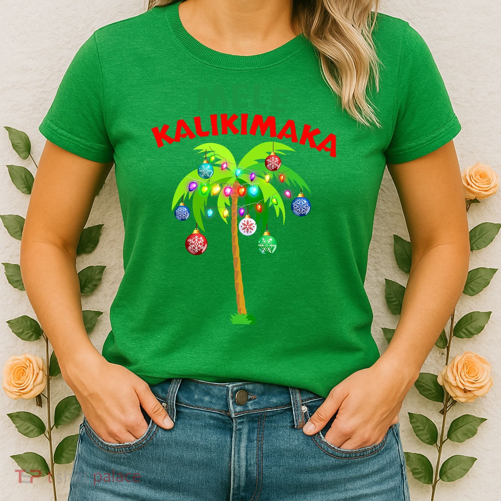 Mele Kalikimaka Xmas Hawaiian Tree Christmas Women's T-Shirt
