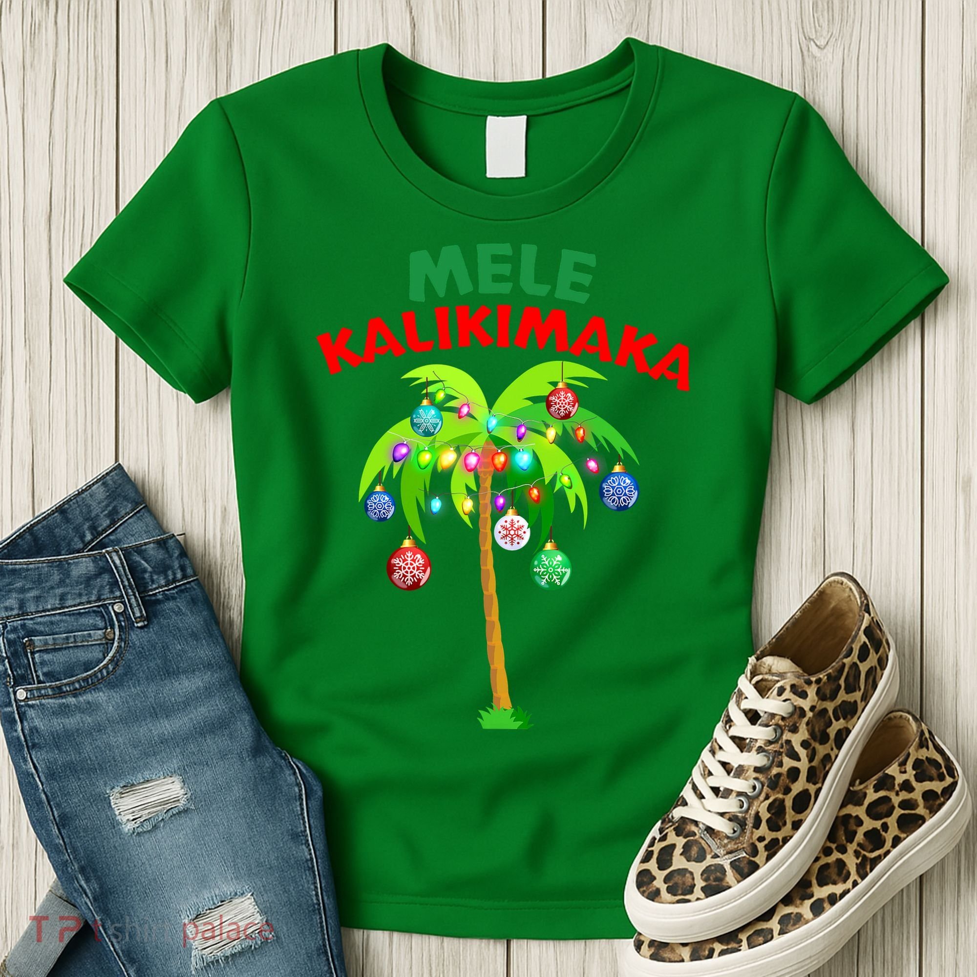 Mele Kalikimaka Xmas Hawaiian Tree Christmas Women's T-Shirt