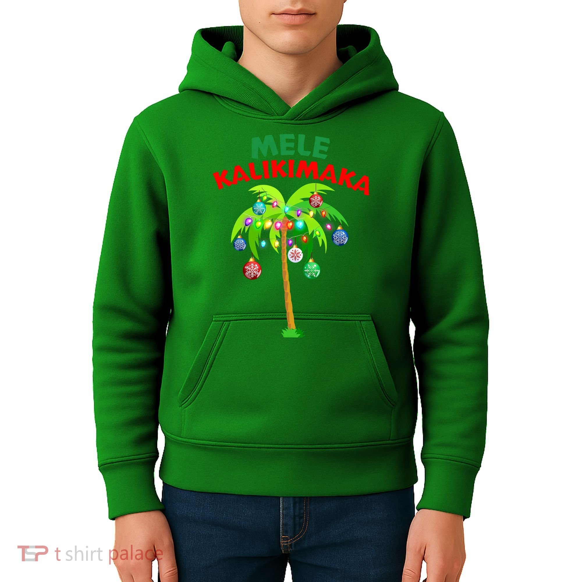 Mele Kalikimaka Xmas Hawaiian Tree Christmas Kids Hoodie
