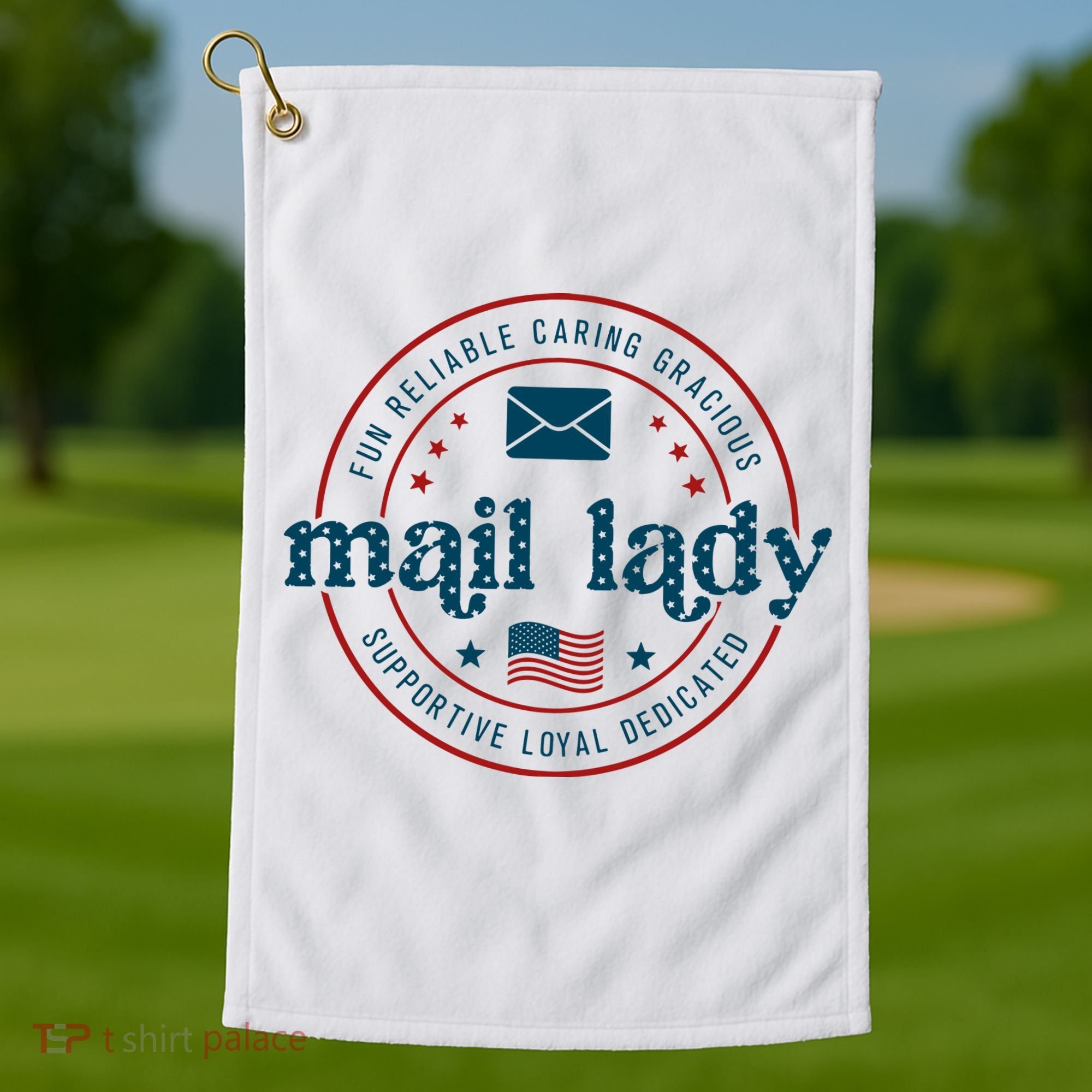 Mail Lady 4th Of July Retro Postal Worker Postal Rural Carrier Golf Towel