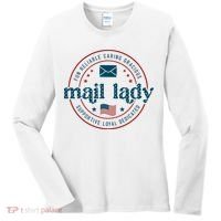 Mail Lady 4th Of July Retro Postal Worker Postal Rural Carrier Women's Long Sleeve Shirt thumb 0
