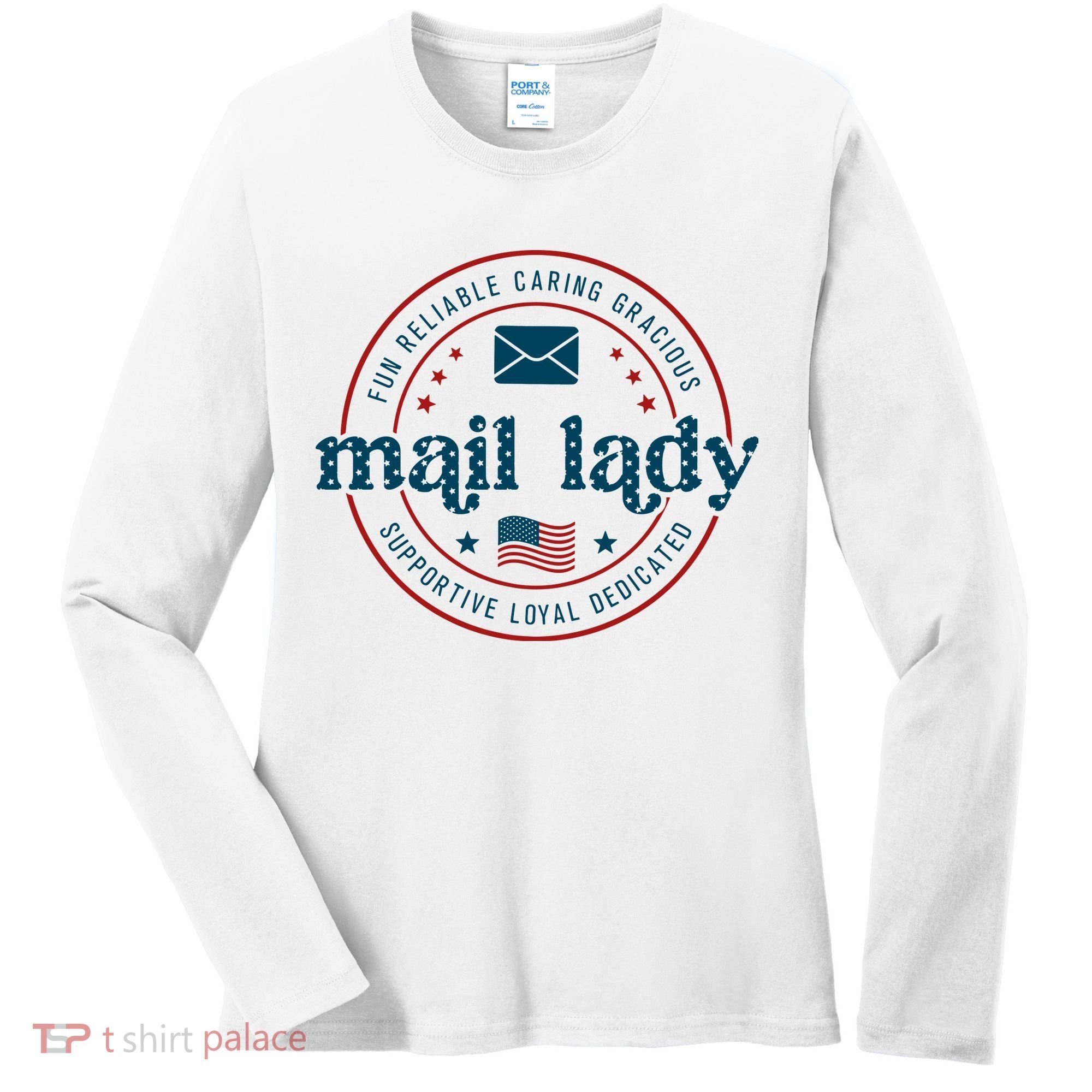 Mail Lady 4th Of July Retro Postal Worker Postal Rural Carrier Women's Long Sleeve Shirt