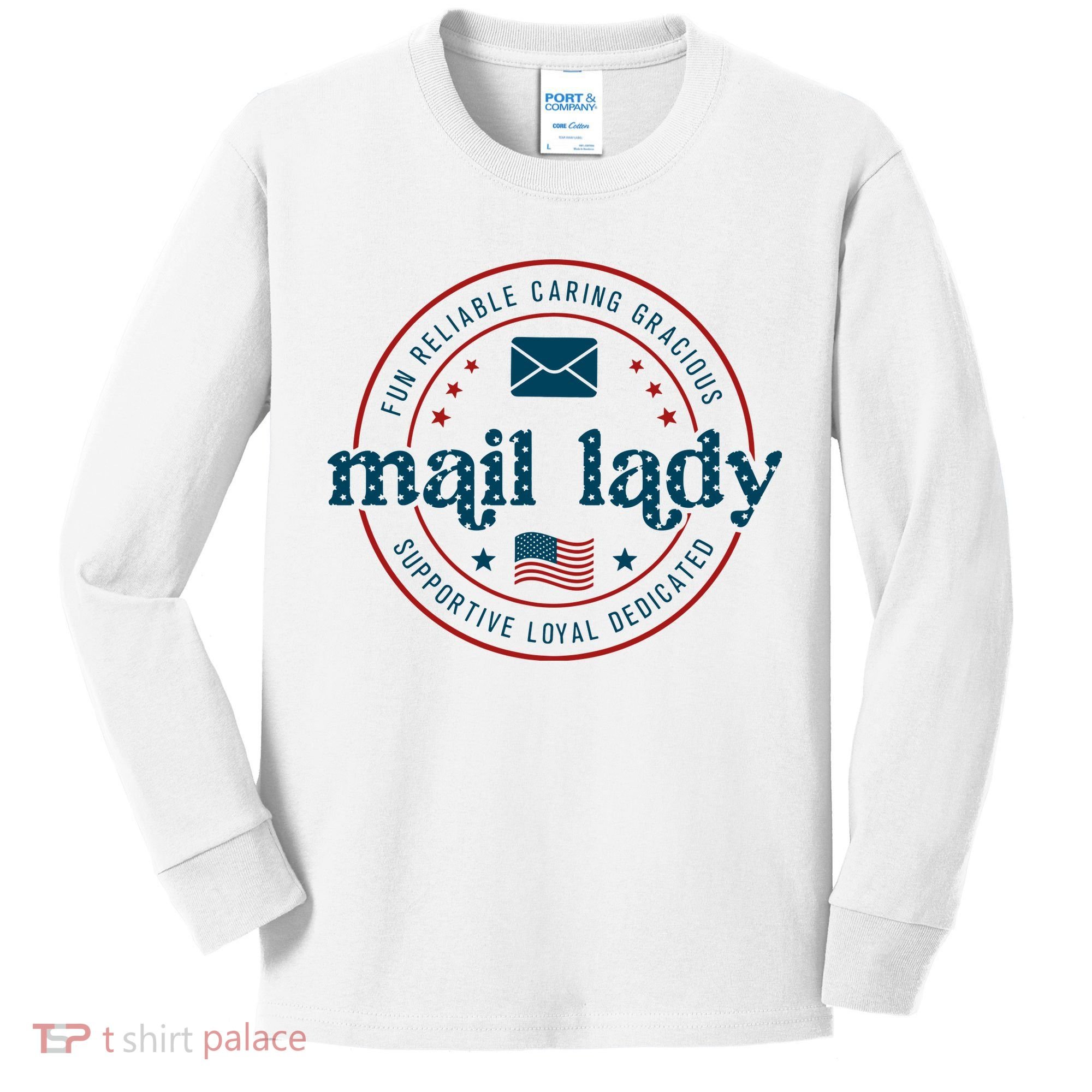 Mail Lady 4th Of July Retro Postal Worker Postal Rural Carrier Kids Long Sleeve Shirt