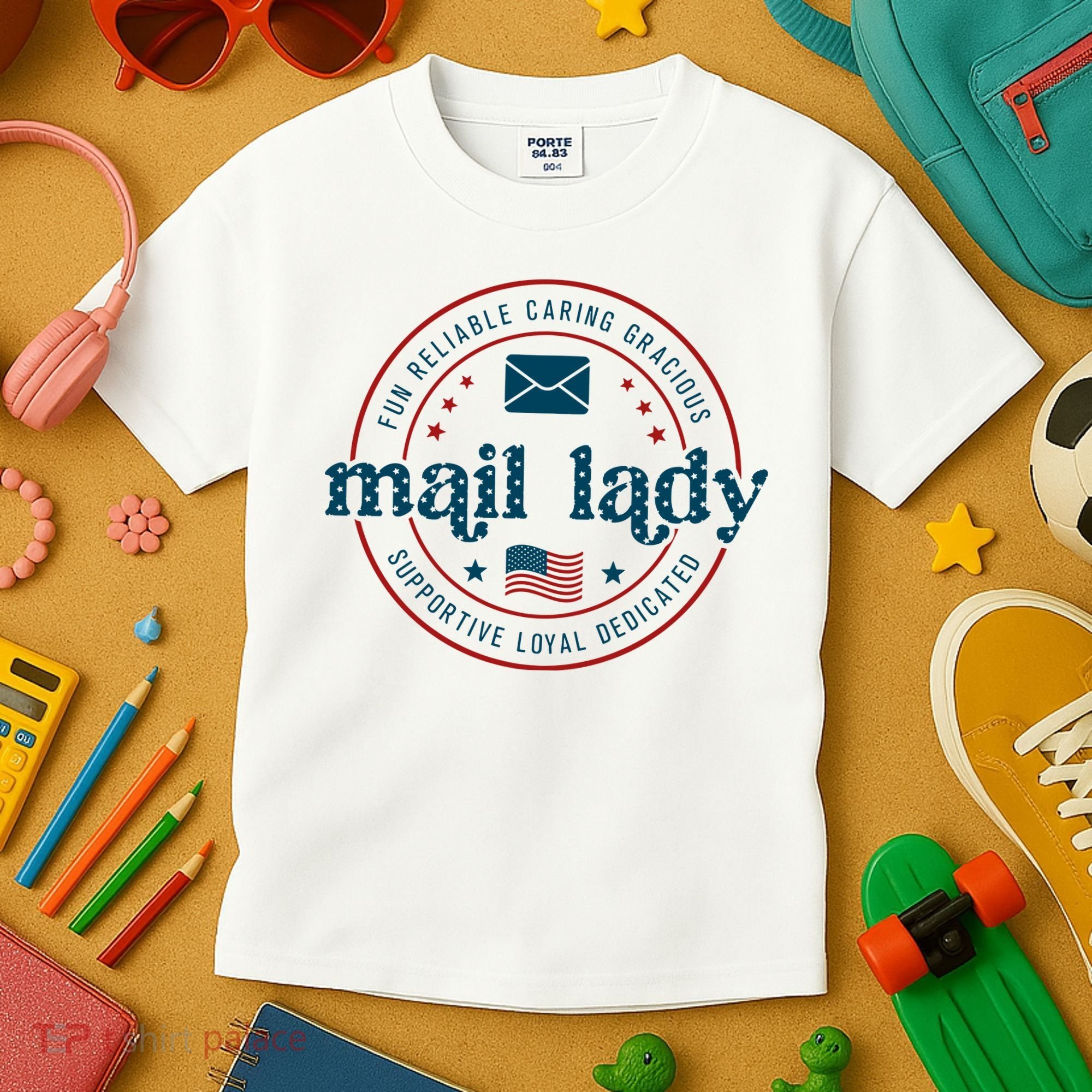 Mail Lady 4th Of July Retro Postal Worker Postal Rural Carrier Kids T-Shirt